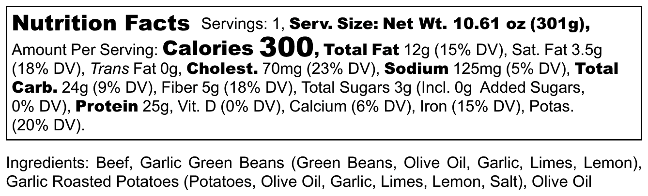 FIT - Steak- Potato & Green Beans - Nutrition Label (1)