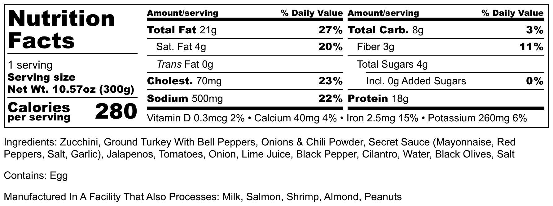 LEAN _ Loaded Zucchini Bowl (K) - School - Nutrition Label