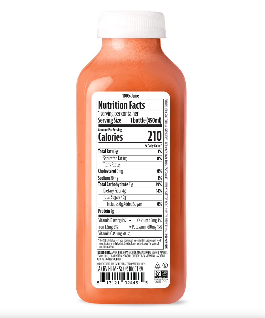 Pressed - Wellness Strawberrry Orange Mango - Label