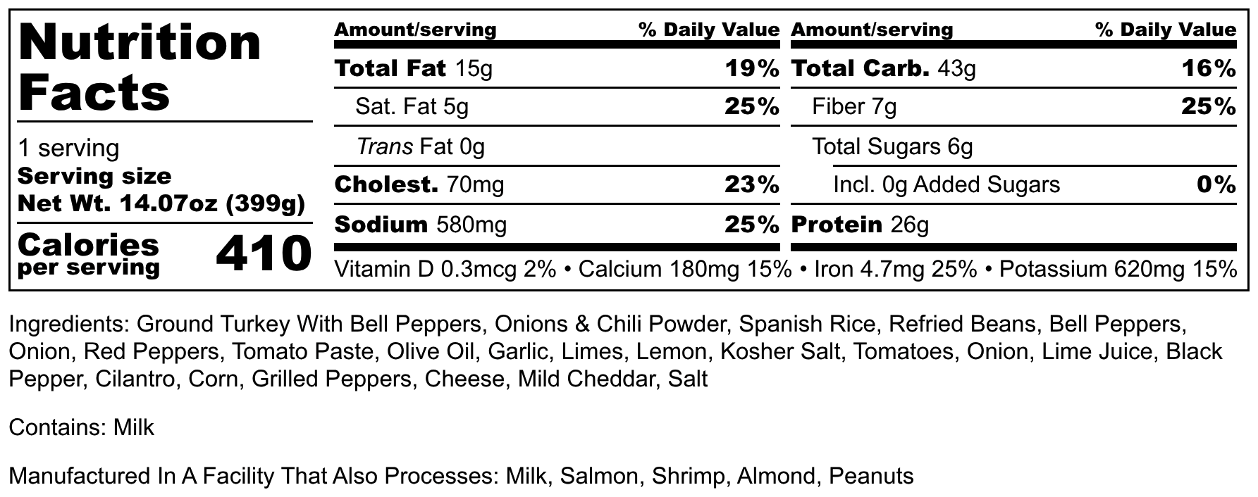 Turkey Taco Bowl - School - Nutrition Label